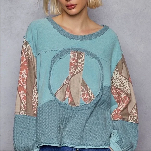 POL Blue and Pink Patchwork Sweatshirt - Picture 3 of 9